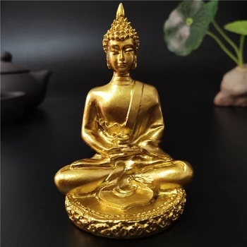 Statue de Bouddha Dorée de Thaïlande, Sculpture de Bouddha de Méditation, Figurine Hindou Fengshui, Ornements de Décoration de Jardin pour la Maison 1