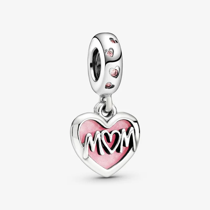 

Fashion 925 Sterling Silver Beads Mum Script Heart Dangle Charms fit Original Pandora Bracelets Gift jewelry
