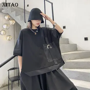 

XITAO Harajuku Plus Size T Shirt Trend Patchwork Women Tops Loose Short Sleeve Minority Tshirt Wild Women Clothes 2020 GCC3513