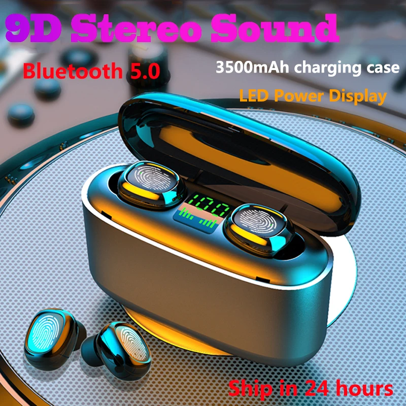 

G5s TWS Bluetooth Wireless Earphones LED Power Display Touch Control Sport Headset Noise Cancel Earphone for Phone Power Bank