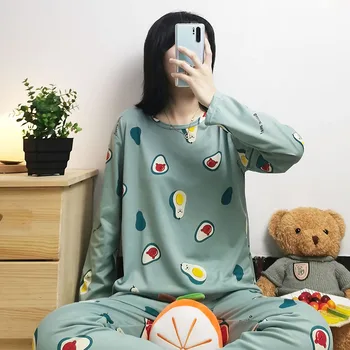 

high quality Women Pajamas Sets autumn winter long Sleeve cotton stripe lovely Sleepwear suit Girls Nightgown Leisure homewear