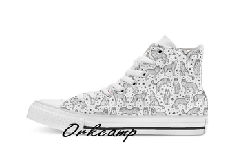 

Wolves and Stars on White Custom Casual High Top lace-up Canvas shoes sneakers Drop shipping
