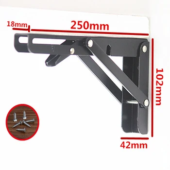 

2PCS,8 Inch Length Black Folding Triangle Bracket Shelf Support Adjustable Shelf Holder Wall Mounted Bench , 250mm x 100mm