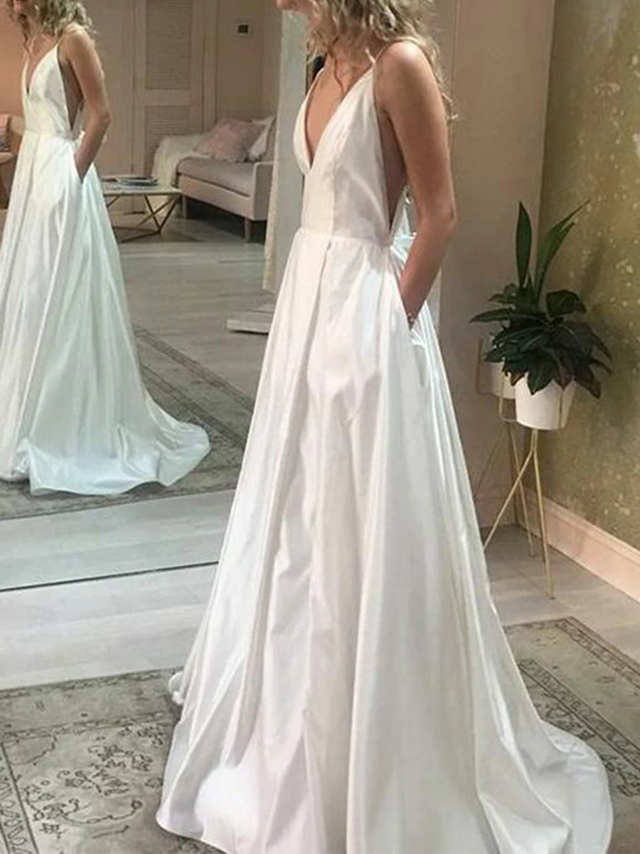 

Женское платье в пол, элегантное платье цвета слоновой кости с V-образным вырезом, аппликацией и бисером, 1610