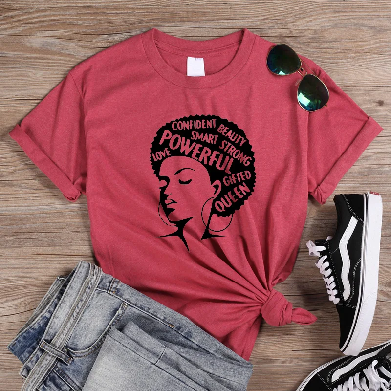 ONSEME Afro Lady Graphic футболки Женская Феминистская футболка Девушка сила королева лето черный розовый Женская футболка Эстетическая одежда Q-882