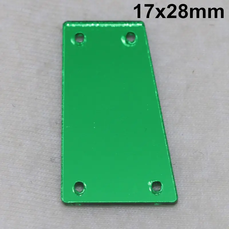 Зеленые акриловые зеркальные пришивные стразы DIY Flatback зеркальные акриловые пришивные стразы с отверстиями для шитья - Цвет: A28-17x28