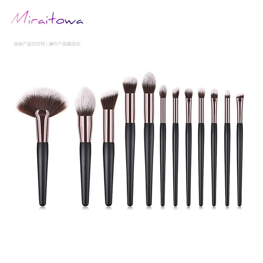 T-12-048 no bag Miraitowa 12 шт./компл. кисти для макияжа, набор, пудра, тени для век Румяна смешивание; красота Для женщин Косметика Макияж Кисти набор для макияжа бровей - Handle Color: T-12-048 no bag