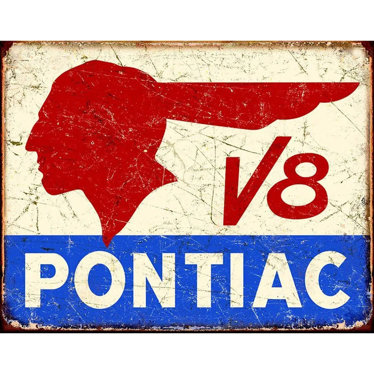 

Tin Sign Pontiac V8 Logo - Distressed Retro Vintage Tin Sign Tin Sign 8X12 Inches