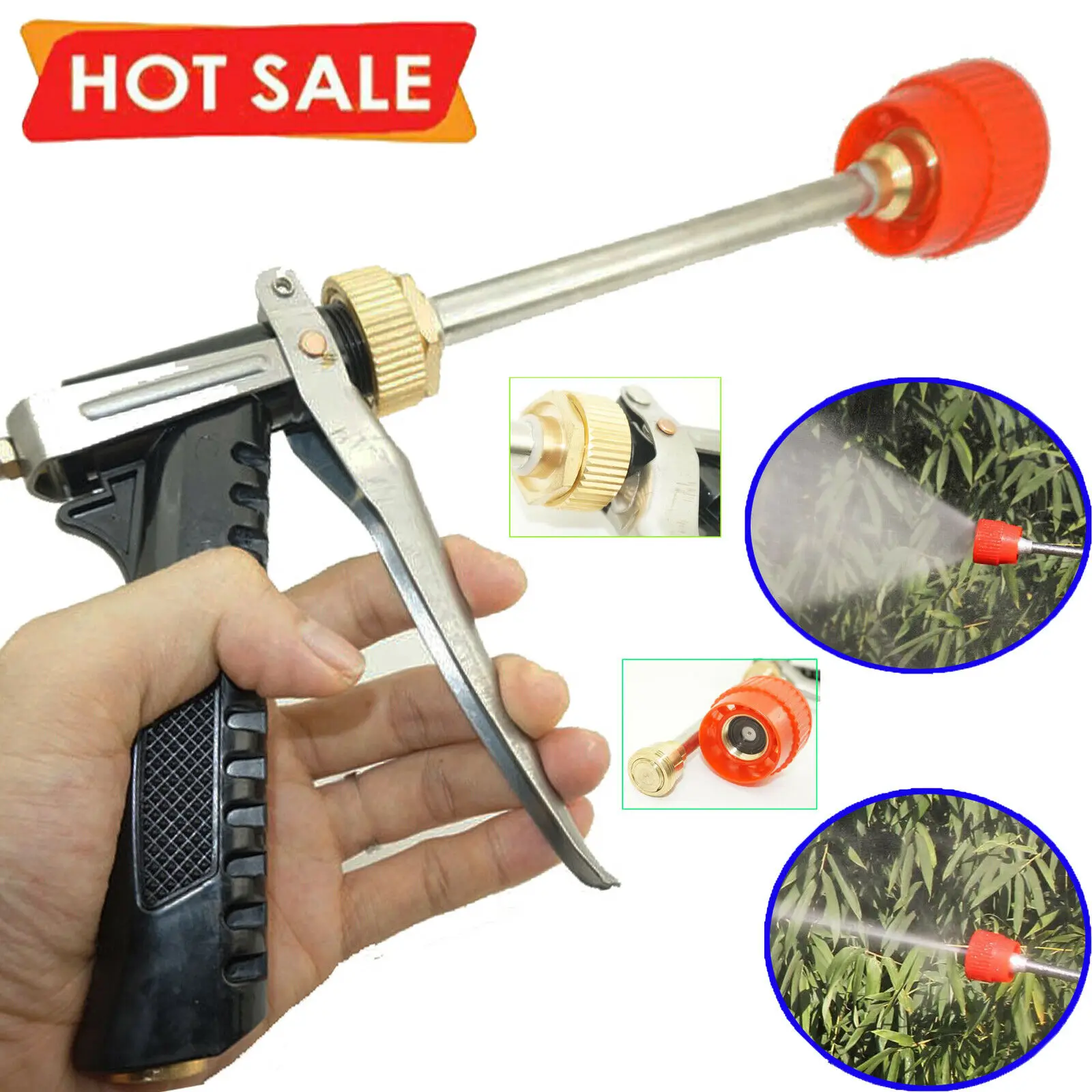 G1/4 Brass Hose Nozzle High Pressure Car Washing Spray Gun Garden Weed