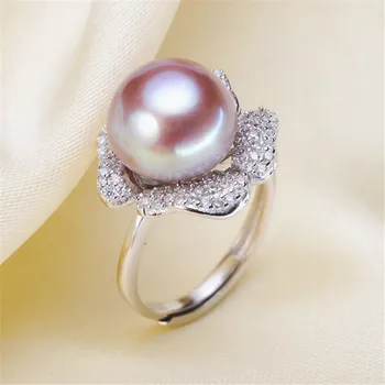 

Beautiful Band Jewelry Promise Ring Hollow Leaves & Pearl Rings Accessories 925 Silver Fashion Jewelry CZ Crystal Accessories
