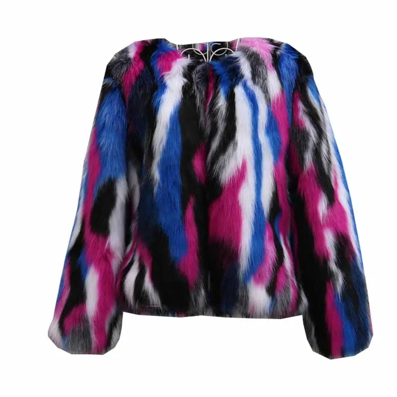 

New Female Winter Thicken Warm Fox Fur Imitation Fur Coat Women Pop Korean Plus Size Slim ulti-color Raccoon Fur Jackets G059