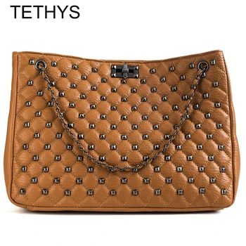 

TETHYS Rivet Crossbody Bags for Women Messenger Bag Ladies Leather Shoulder Bag Women High Quality Luxury Handbag Bolsos Mujer
