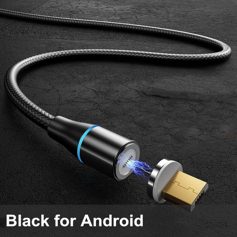 Black for Micro Магнитный кабель Micro USB для быстрой зарядки Vanniso 2m 3A для iPhone X 7 samsung A50 Xiaomi mi9, магнитный кабель usb type-c для передачи данных - Цвет: Black for Micro