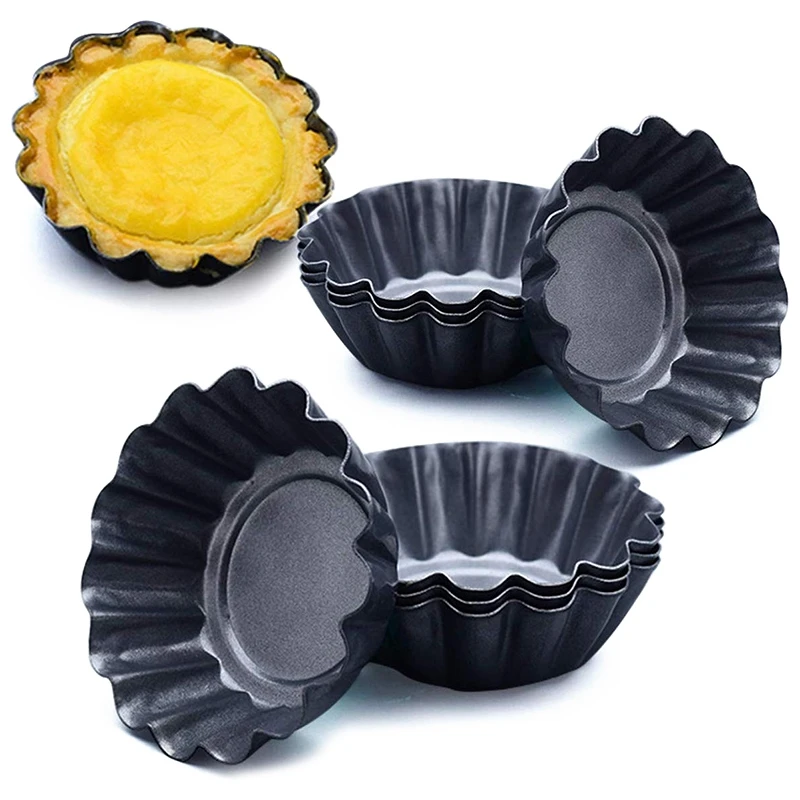 

12 Packs Egg Tart Mold, Upgrade Bigger Size 7.5 x 2.3cm, Cupcake Cake Muffin Mold Tin Pan Baking Tool, Carbon Steel