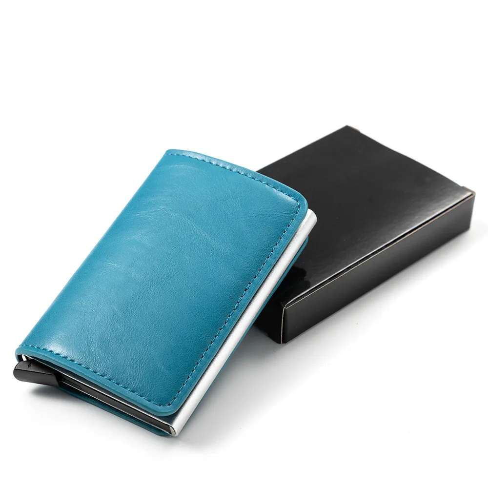 Bisi Goro Высокое качество RFID мужские классические кошельки сумка для денег мини кошелек Тонкий кошелек 8 цветов ID держатель для карт кошелек Прямая поставка - Цвет: Light Blue CZ0008