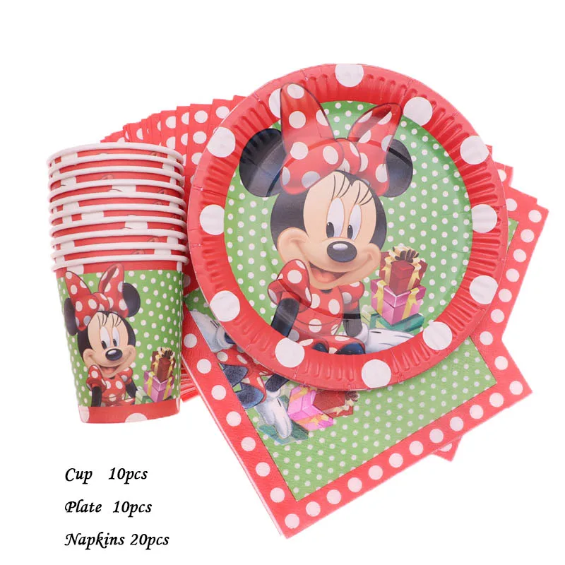 Minnie40pcs 10 шт./компл. малыш Минни Бумага пластины салфетки под чашки вечерние поставки Baby Shower посуда День рождения украшения товары для дома - Цвет: Minnie40pcs
