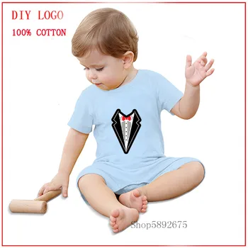 

2020 Tuxedo Costume Bow Tie New Born Baby Clothing Summer unisex Rompers Cotton Jumpsuit Baby Body Clothes Newborn Thin costumes