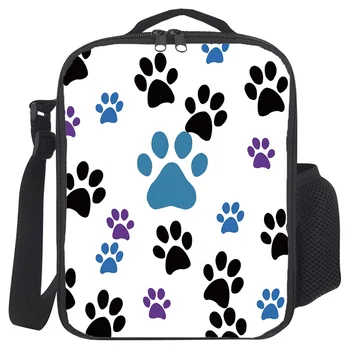 

Insulated Lunch Bag Color Pet Footprint Thermal Tote Bags Cooler Picnic Food Lunch Box Bag For Kids Women Men