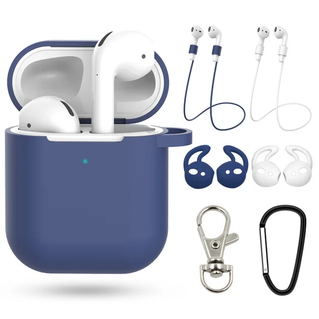 Идеальный чехол для airpods 2 3 skins для Apple airpods pro Air pods 3 2 Наушники защитный чехол для airpods pro Чехол аксессуары - Цвет: 2 Dark blue set