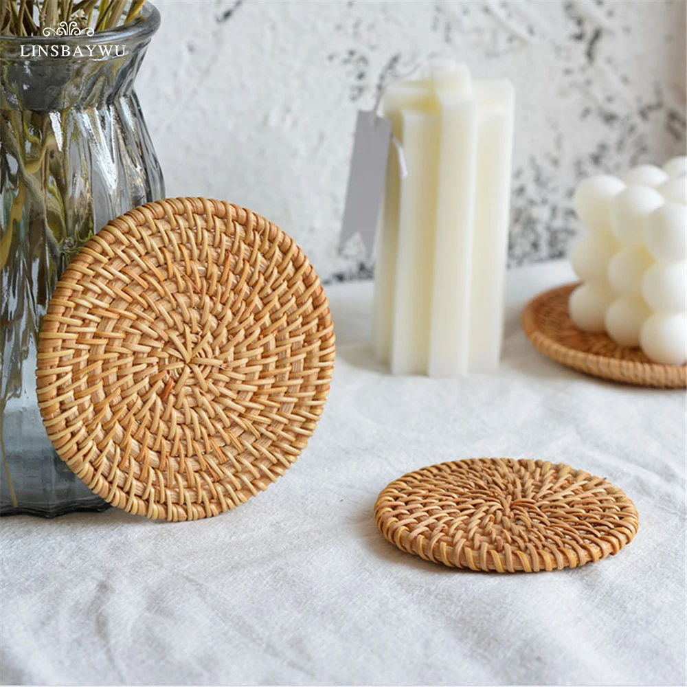 Insulation Placemats Handmade Bowl Pad Table Padding Rattan Coasters Cup Mats Insulation Placemats Handmade Bowl Pad Table Padding Rattan Coasters Cup Mats