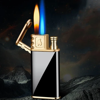 

2020 Windproof Magic Flame Metal Gas Lighters Cigarette Cigar Jet Two Torch Turbo Lighter Butane Flame 1300C Gadgets for Men