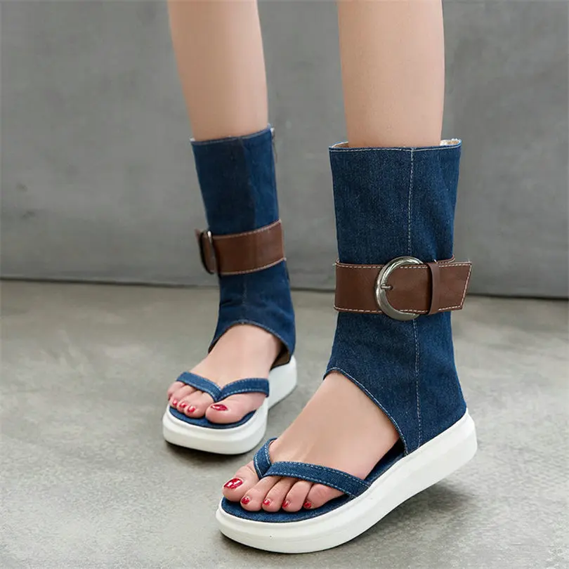 

Fashion Sneakers Women Canvas Platform Wedges Gladiator Thong Sandals Female High Top Open Toe Summer Oxfords Shoes Casual Shoes