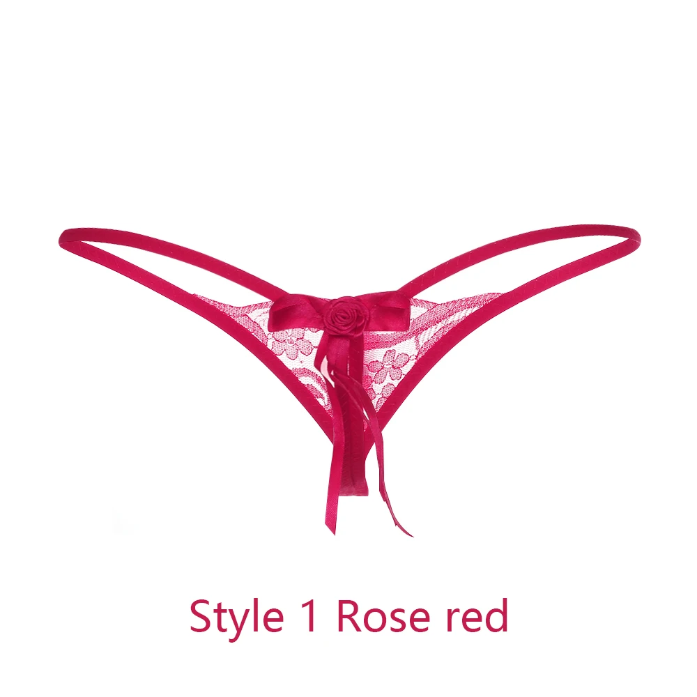 Style 1 Rose red 1 шт., новинка, прозрачное сексуальное женское белье, свободный размер, стринги, бесшовные трусы с низкой талией, кружевные трусики, женские стильные трусы - Цвет: Style 1 Rose red