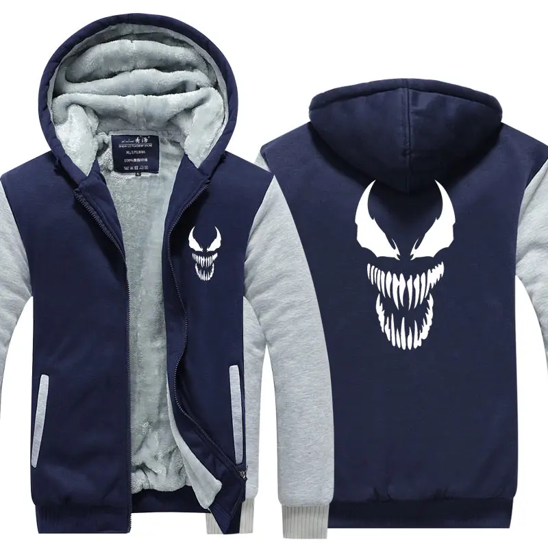 Venom комикс Герой Толстовка Куртка пальто зима флис толстые теплые толстовки с длинным рукавом размера плюс - Цвет: Style 4