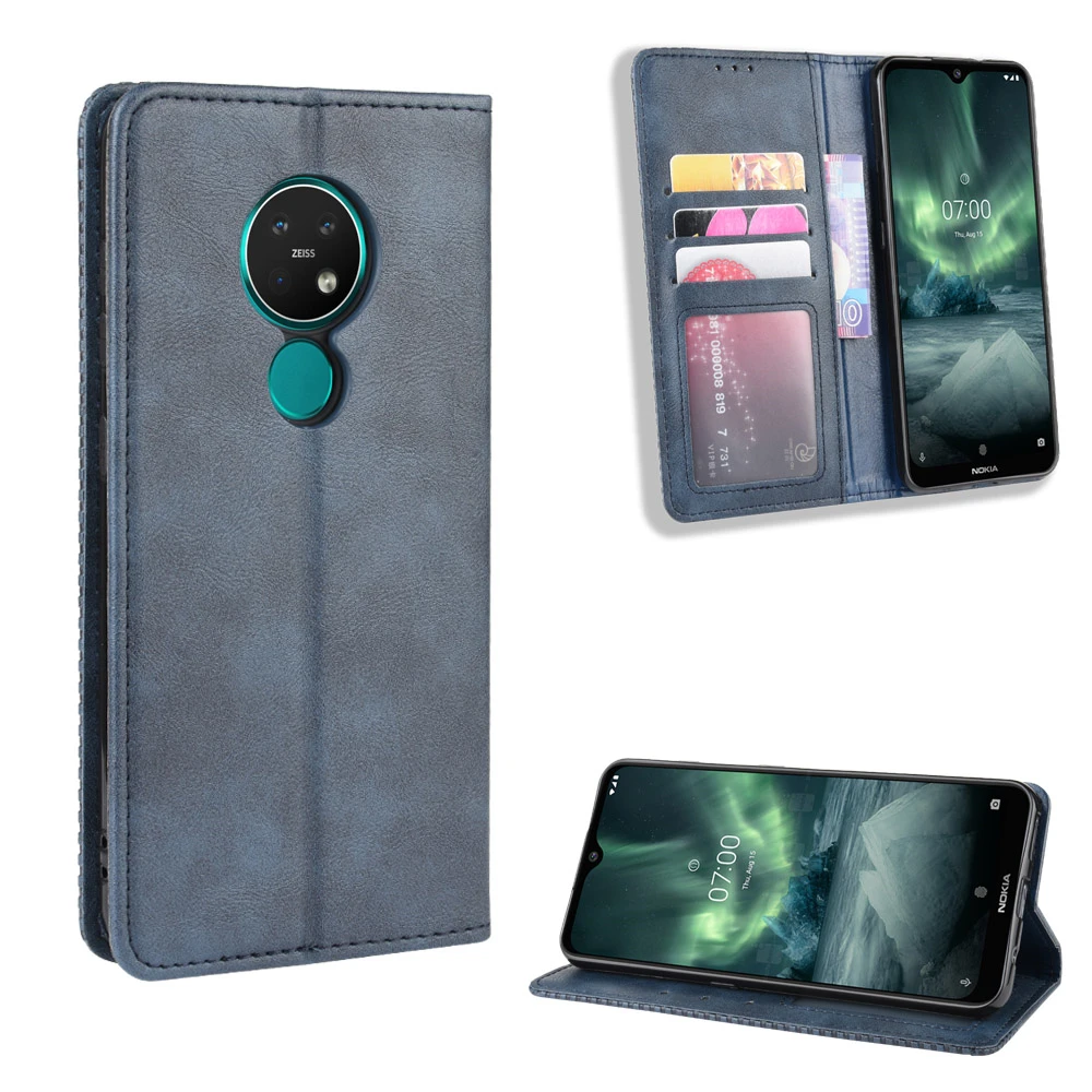 Для Nokia 7 2 6 чехол-кошелек Винтажный стиль PU кожаный магнитный флип-чехол с
