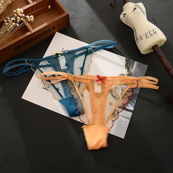 

Women Sexy Panties G-String Lace Bow Erotic Thongs Seamless Thin Belt Female Lingerie Underwear Low Waist Briefs Mini T back