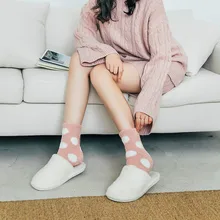 Носки для сна с волнистыми точками мягкие домашние носки-тапочки для женщин и девочек Теплые флисовые Носки для женщин Chaussette Femme Hiver