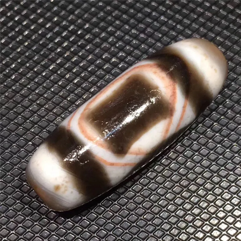 

190901-2 Tibetan Loosing Beads Magic Beads Earth and Sky Natural Agate 12mmx31mm Dzi Beads Stone with Cinnabar spots