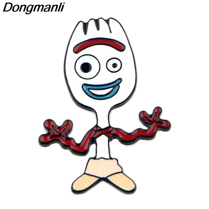 P4052 Dongmanli мультфильм ювелирные изделия смешная Forky металлическая Глянцевая булавки и броши симпатичный значок на булавке значок фильм подарки