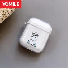 Прозрачные чехлы с милым мультяшным единорогом для Apple AirPods 2