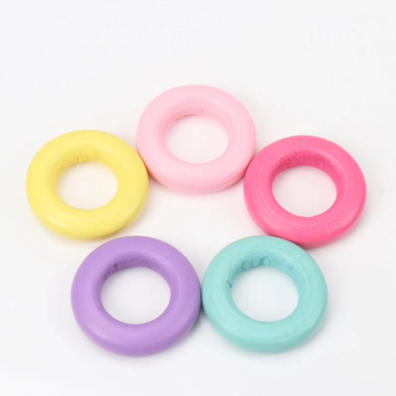 

3 Size Mix Circle Round Ring Natural Wood DIY Crafts Embellishment For Wooden Ring Children Kids Teething Wooden An Pick 20pcs