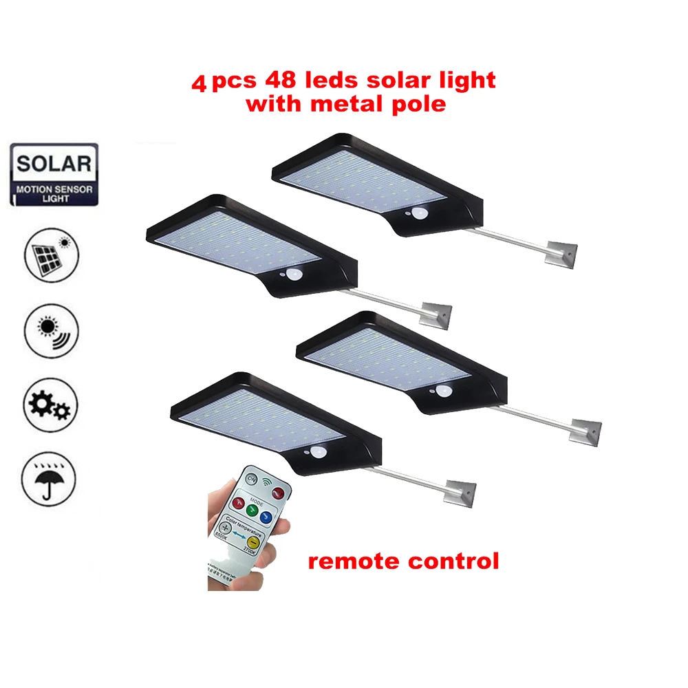 

2/4pcs Super Bright 48 LED Waterproof PIR Motion Sensor Solar Buitenlamp Outdoor Street LED Light Path Garden Yard Security Wall