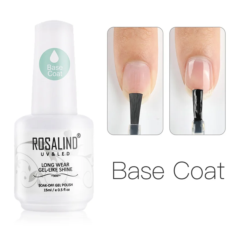 Base Coat ROSALIND 15 мл Блестящий Гель-лак для ногтей гибридные Лаки нужен УФ светодиодный маникюрный светильник неоновый дизайн для ногтей впитываемый базовый верхний слой гель Праймер - Цвет: Base Coat