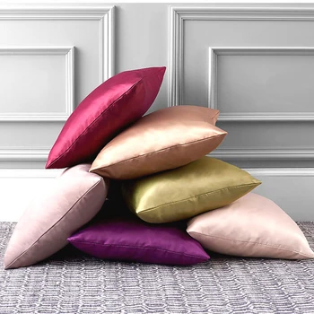 

Shiny Solid Color Pillow Cover High Quality Cushion Cover For Bedroom Sofa Fashion Hot Decrative Pillowcase Home Decro Wholesale