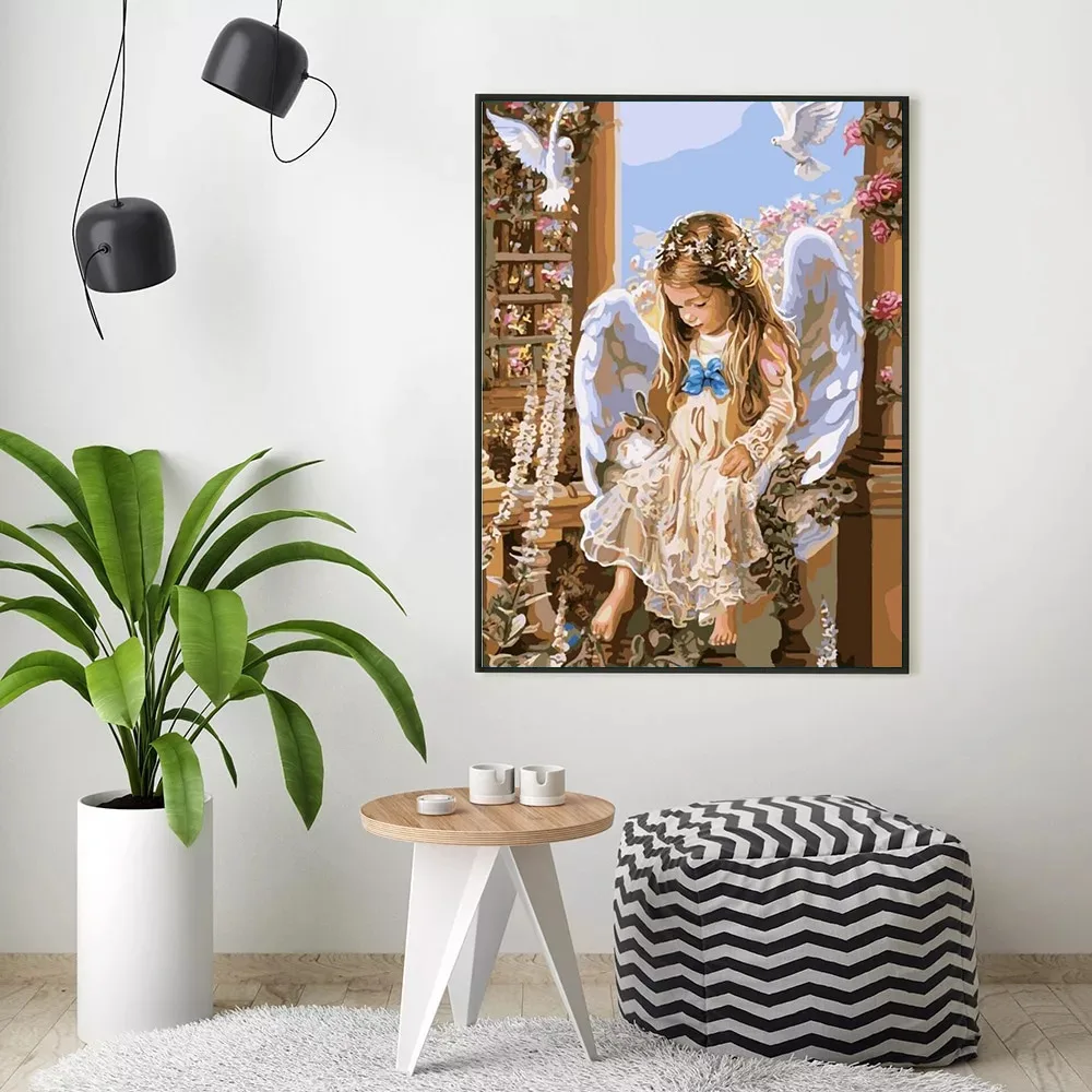 HUACAN DIY картина маслом Ангел Девушка портрет расписанные вручную наборы для рисования холст картины по номерам украшение дома искусство подарок