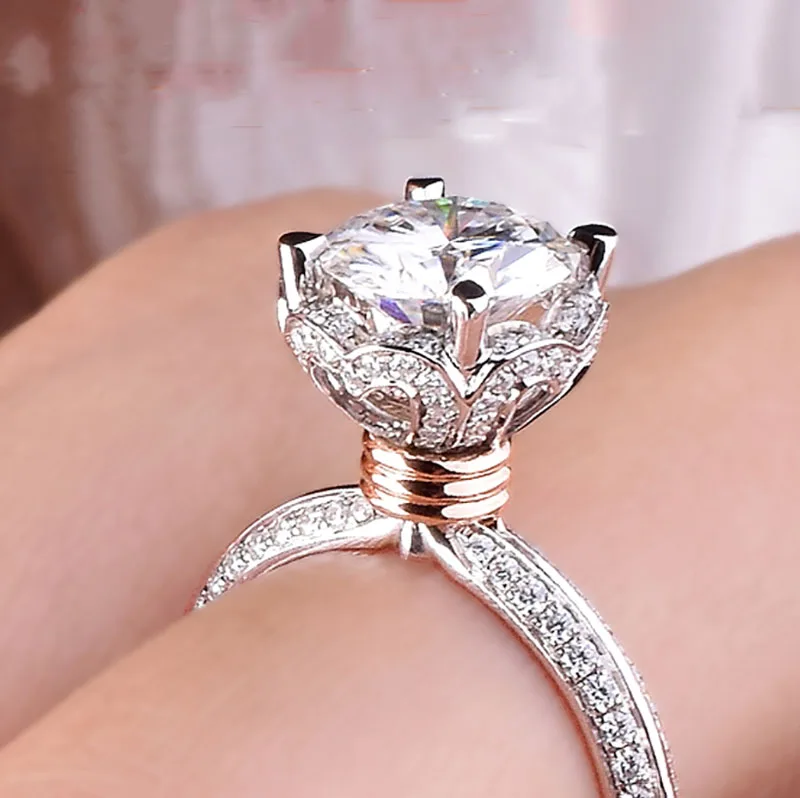 

100% 18K Gold ring 1ct D color VVS Moissanite Diamond Ring Wedding ring With national certificate 002