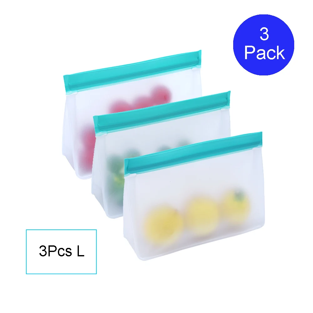 3 L Многоразовые Slicone сумки для хранения еды легко уплотнение Ziplock Ланч морозильник сумка для детей свежие контейнеры для еды домашний кухонный Организатор - Цвет: 3 L