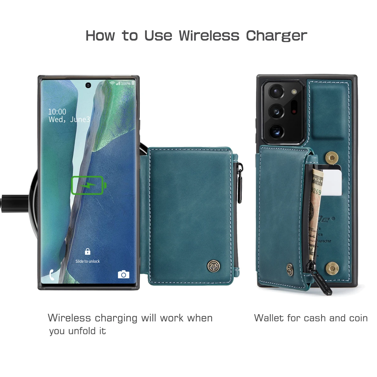 Anti theft Swipe Mobile Wallet Case with A Waterproof Zipper Pocket Case for Samsung Note20 & S20 Series