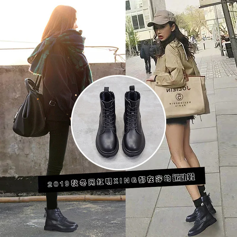 

Martin Boots Women's British-Style 2019 New Style Autumn & Winter Versatile Autumn And Winter WOMEN'S Shoes plus Velvet Short Bo