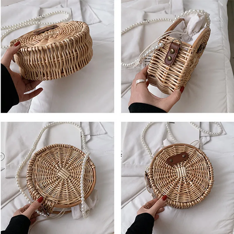 2022 New Women Summer Straw Brand Luxury Beach Designer Handbag Bamboo Rattan Bag Small Crossbody Shoulder Bags with Bolsas