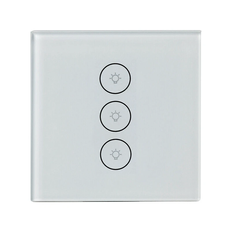 

86mm WiFi Smart Light Switch 3 Gang Glass Press Panel Remote Control Compatible with Alexa Google Assistant