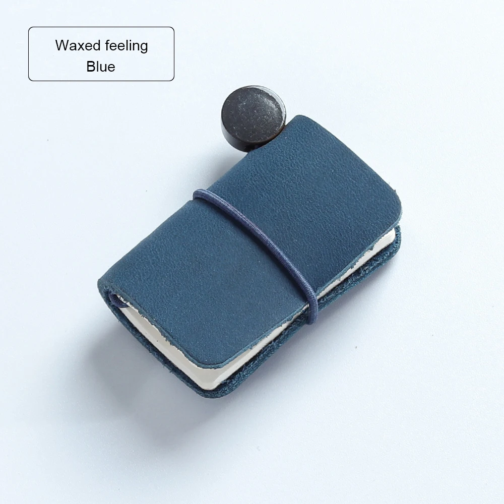 Waxed Feeling Blue Записная книжка ручной работы из натуральной кожи, Мини Дневник для путешествий, винтажное украшение, ретро кулон, маленький дневник, милые канцелярские принадлежности - Цвет: Waxed Feeling Blue