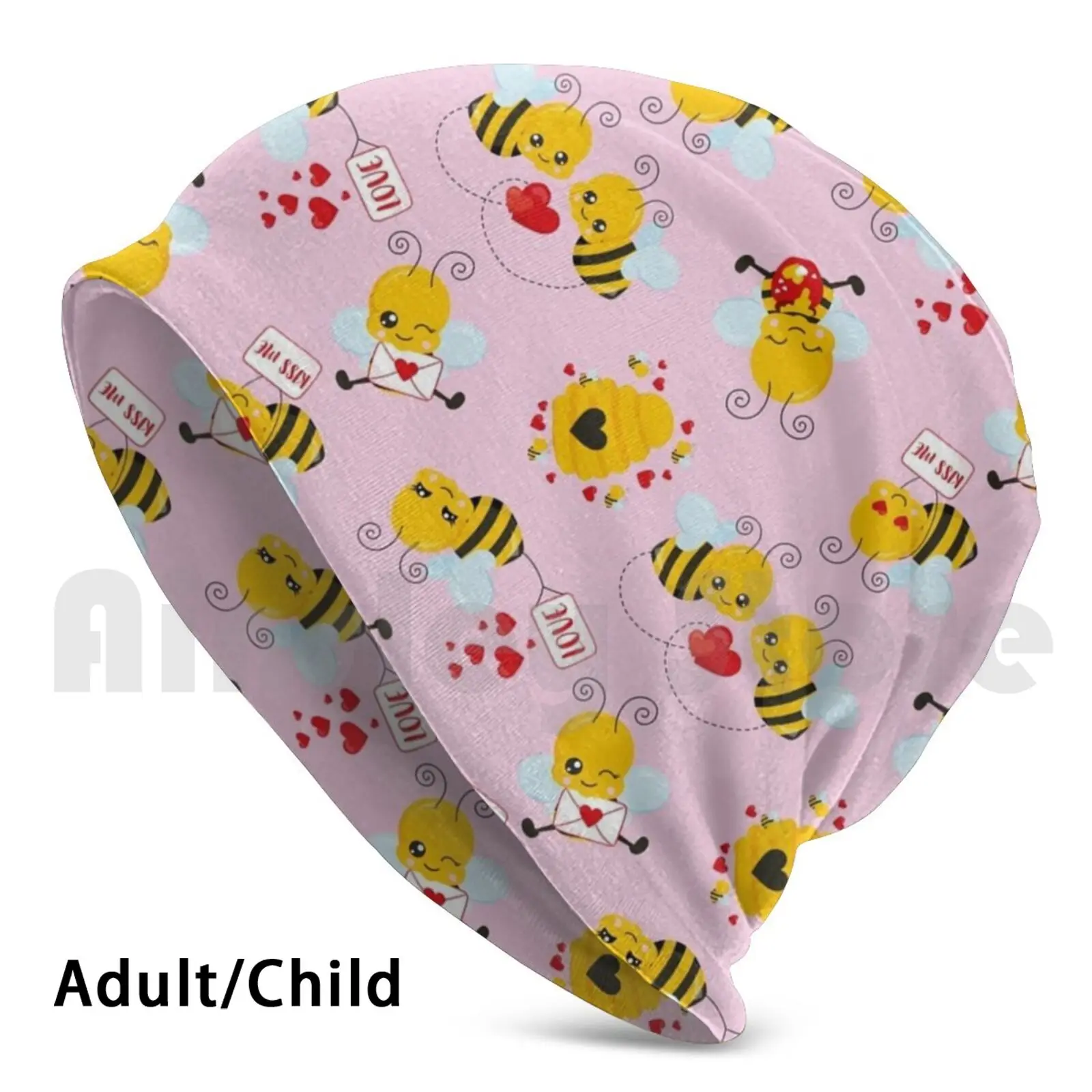 Love Bee Neck Ghetta Pink Bee Love Neck Gator Berretti Knit Hat 3168 Berretti Print Bee Bee Hive Bee Lover Bee Bee Bee