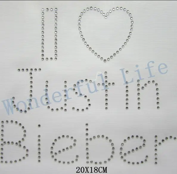 Free shipping I LOVE JUSTIN BIEBER FAN Iron On Hotfix Rhinestone Diamante Transfer Motif | Дом и сад