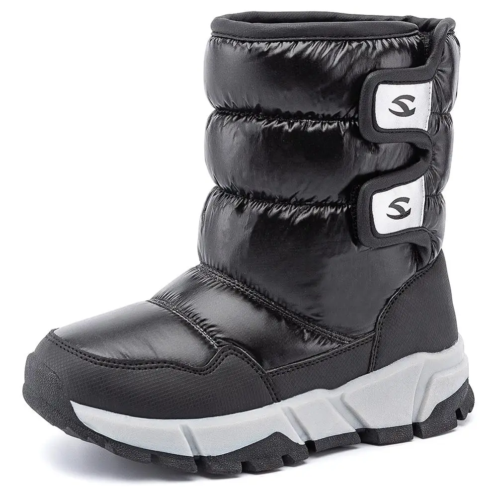 AW3779-black Cungel/новые детские зимние ботинки для русской зимы модная Водонепроницаемая теплая обувь для мальчиков и девочек толстые Нескользящие ботинки до середины икры для детей до-30 градусов - Цвет: AW3779-black