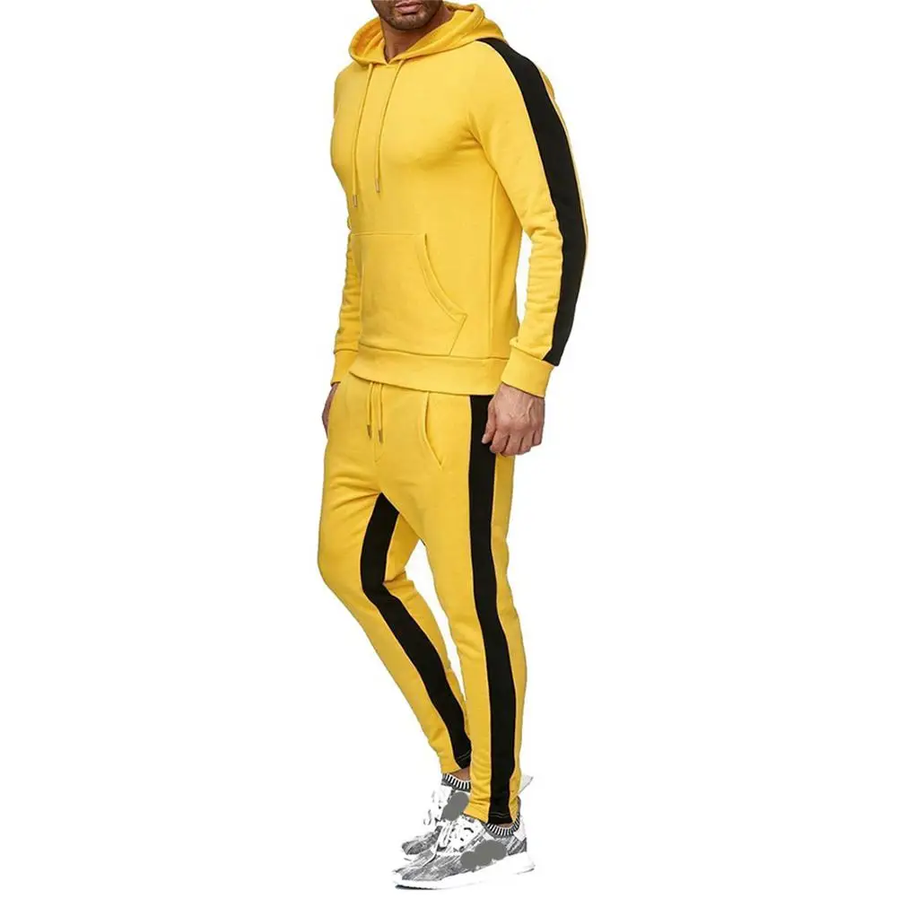MISSKY 2019 новые весенне-осенние мужские костюмы хит цвет Повседневный спортивный костюм Открытый свитер с капюшоном + спортивные штаны